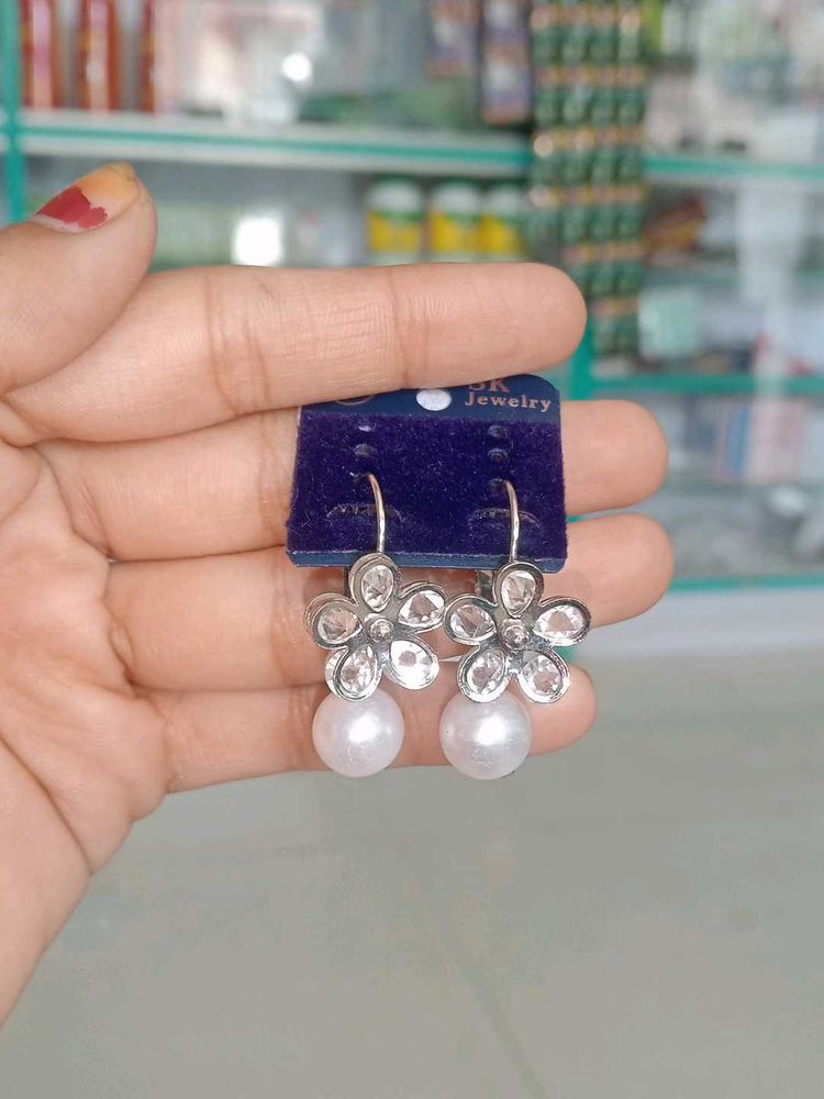 combo of 2 Charming Pearl Flower Earrings