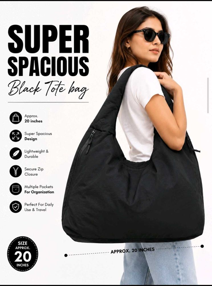 pintresty Super spacious Black tote bag