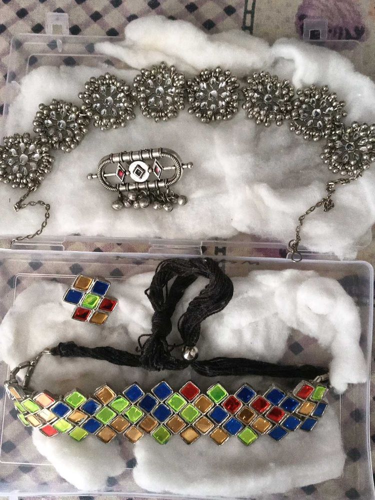 Bohemian Oxidised Silver Jewellery Set