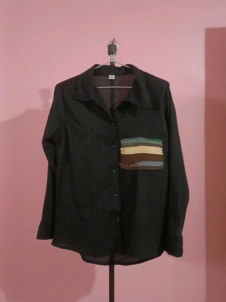 Stylish Dark Button-Up Shirt