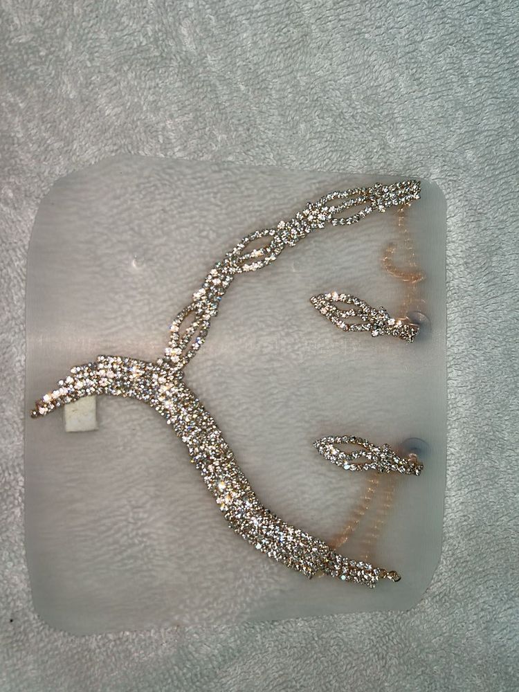 Sparkling Rhinestone Necklace and Earring Set