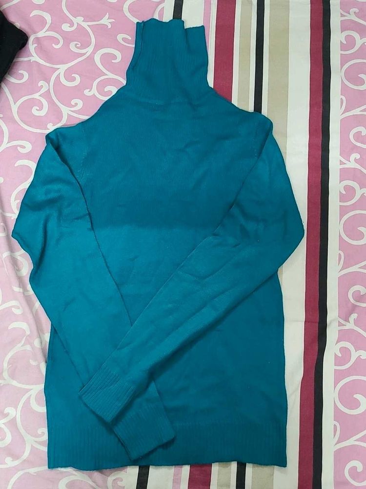 Teal Turtleneck Sweater