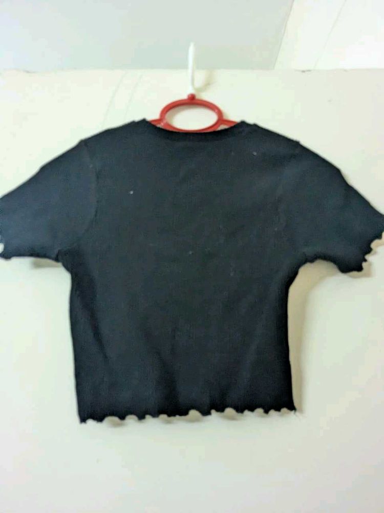 Black Ribbed Knit Top