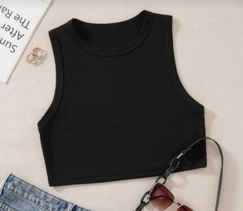 Sleek Black Cropped Tank Top