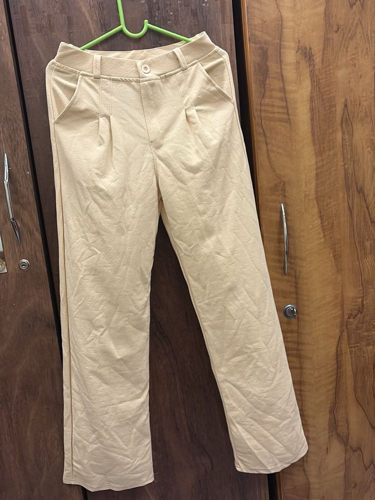 Stylish Cream Wide-Leg Trousers