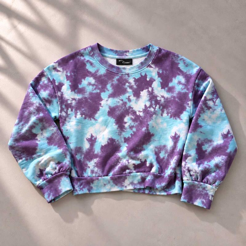 TIE-DYE CROPPED CREWNECK SWEATSHIRT