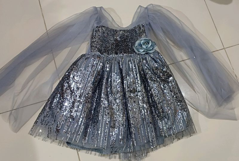 Shimmery Grey Party Wear Dress