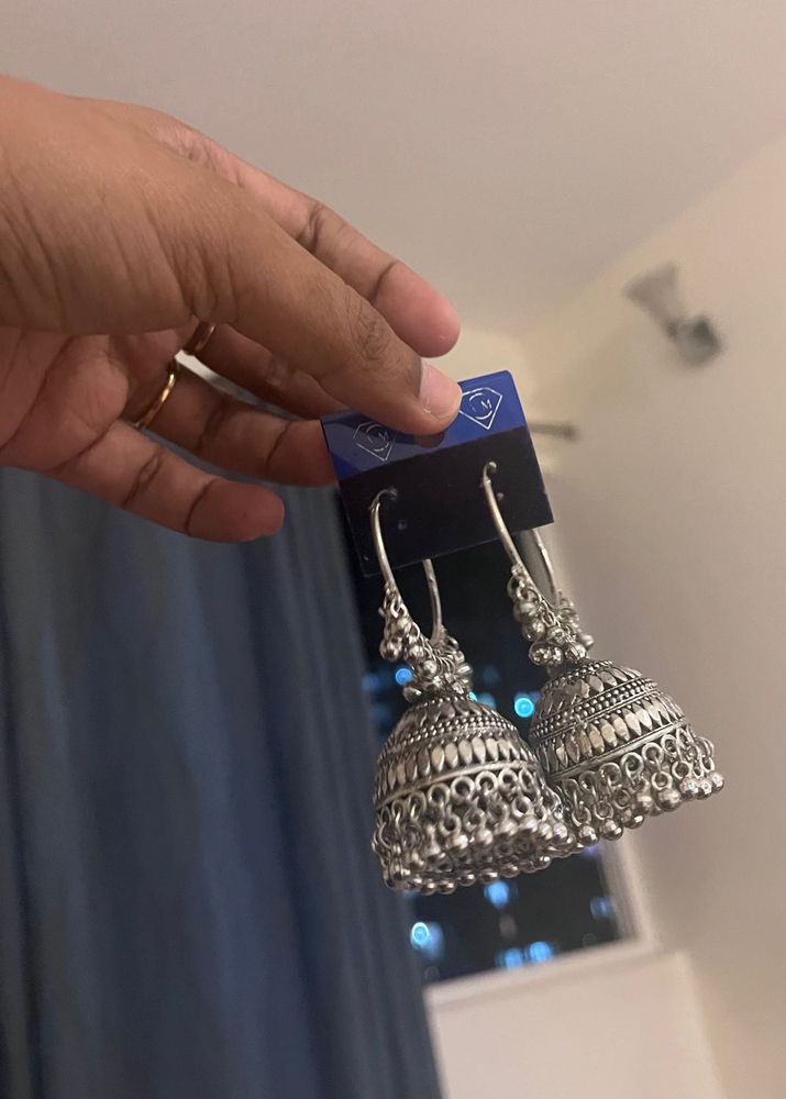 Silver Jhumka Earrings🖤