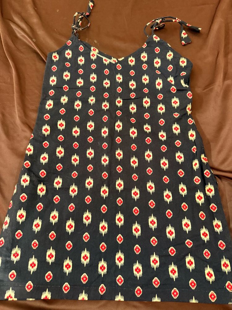 Navy Boho Print Spaghetti Strap Mini Dress