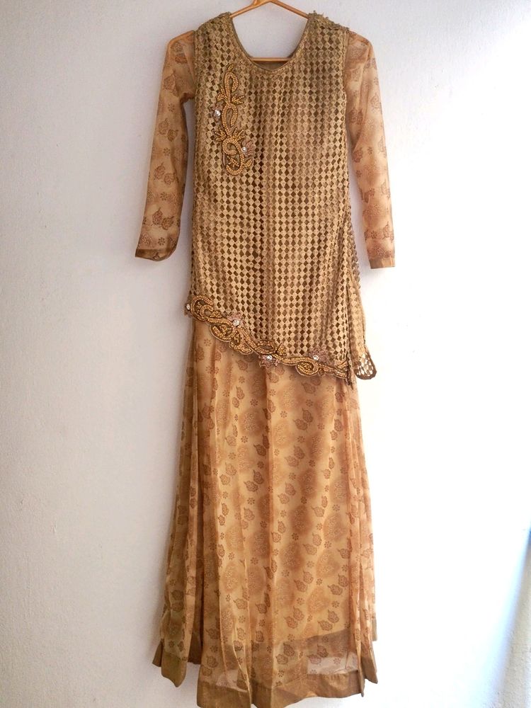 Gold Ethnic Full Length Gown, XS to S, Wore Once
