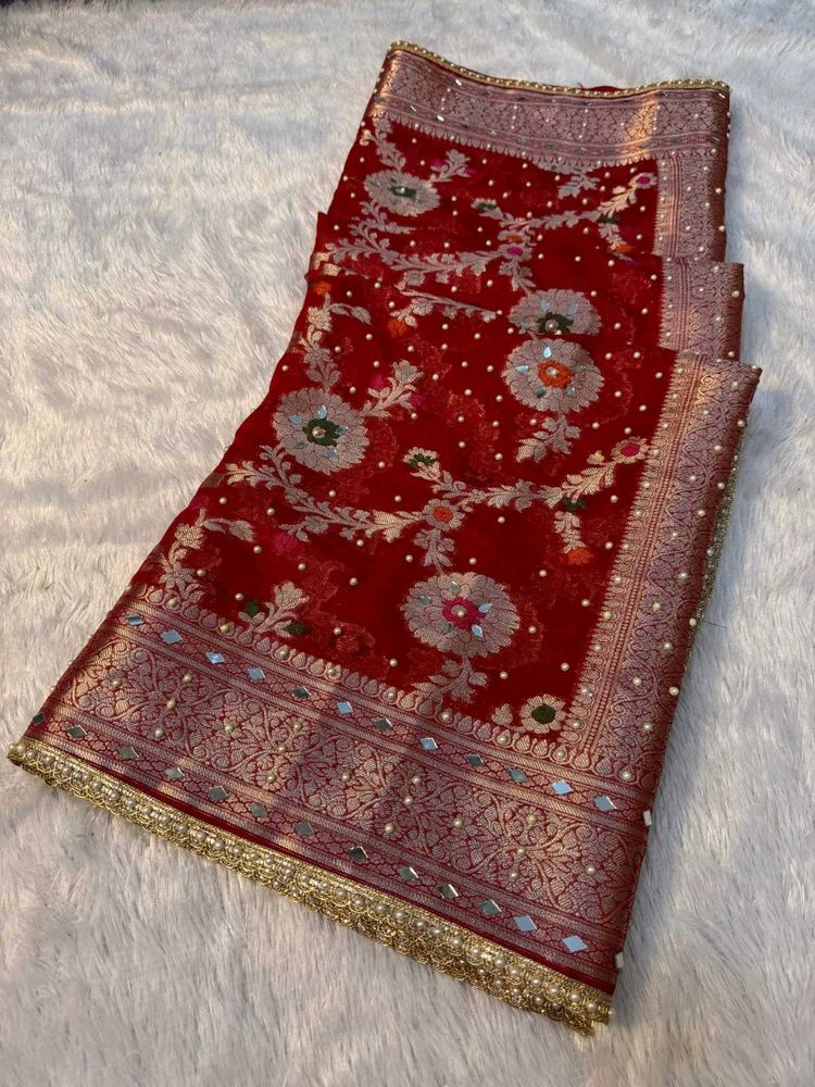 Stunning Red Embellished Saree