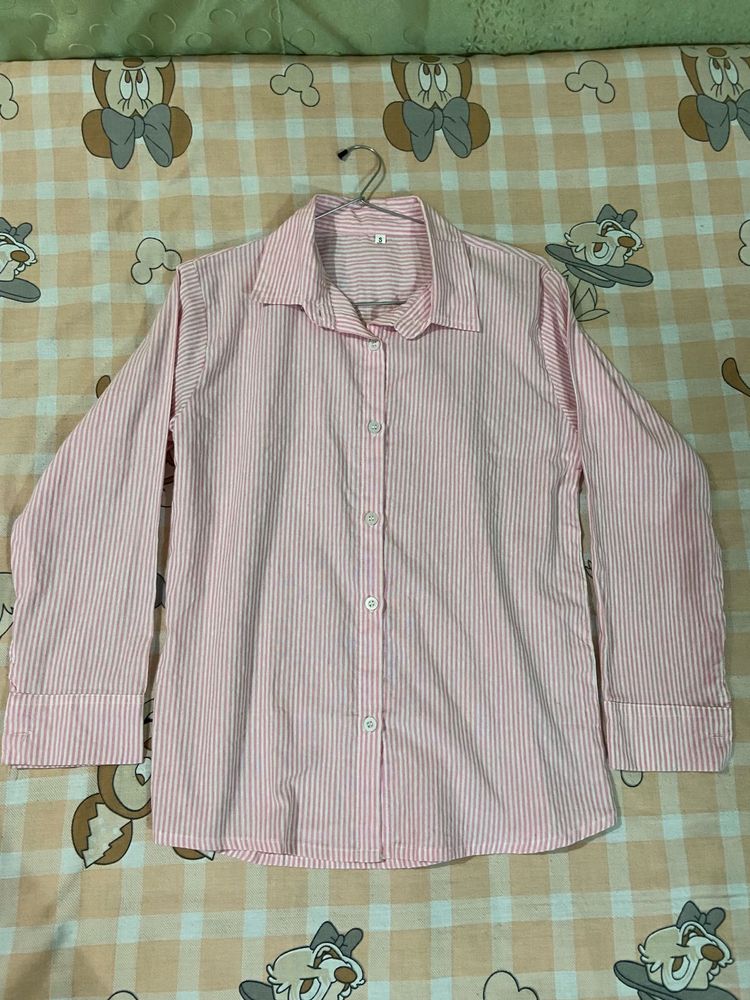 Pink Striped Button-Up Shirt