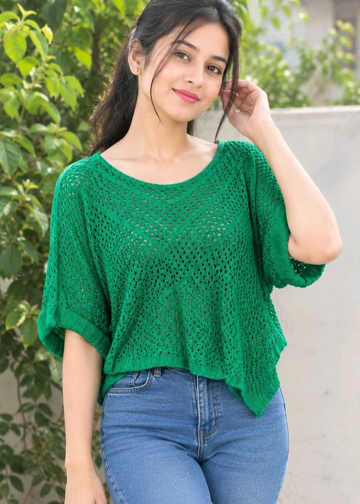 Green Sheer Knit Top
