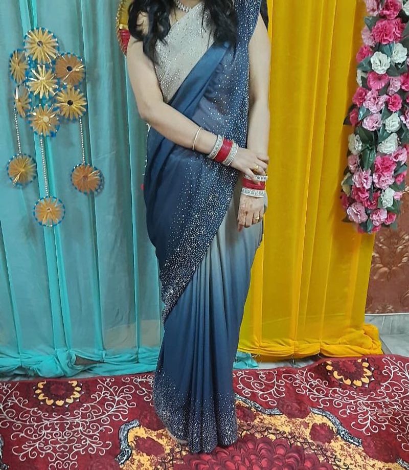 Elegant Blue Ombre Saree