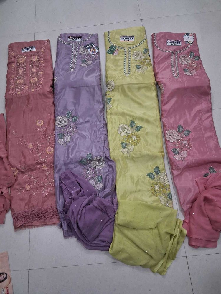 Embroidered Silk Kurta Sets - Multiple Colors