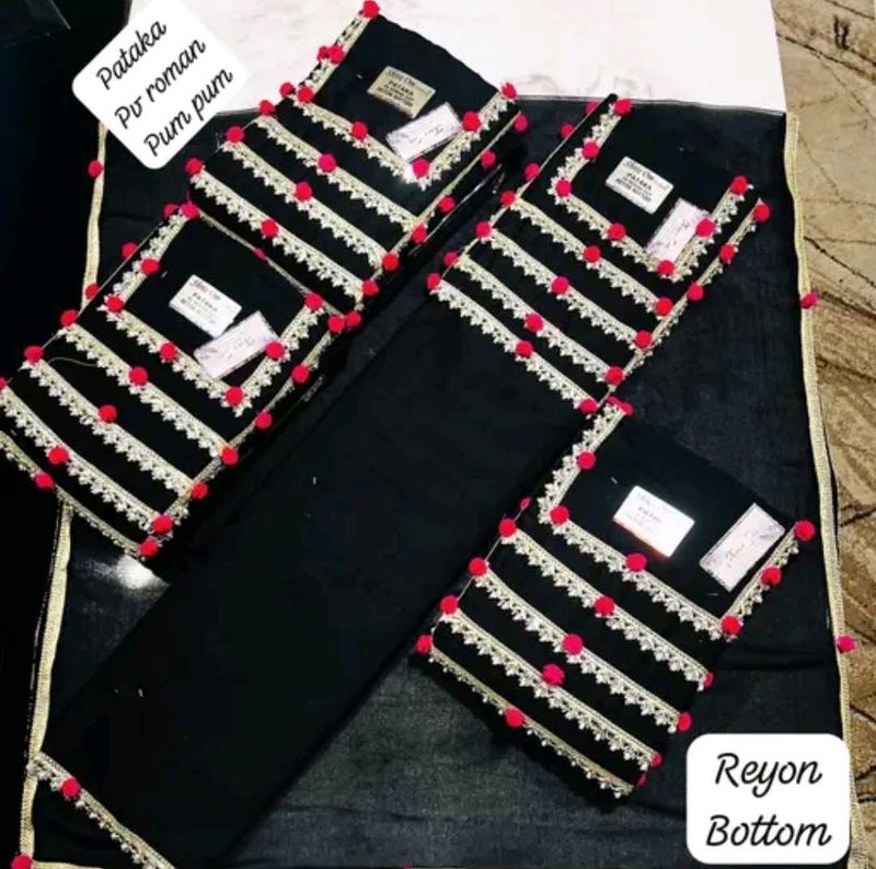 Stylish Black Kurta Set with Pom-Pom Details