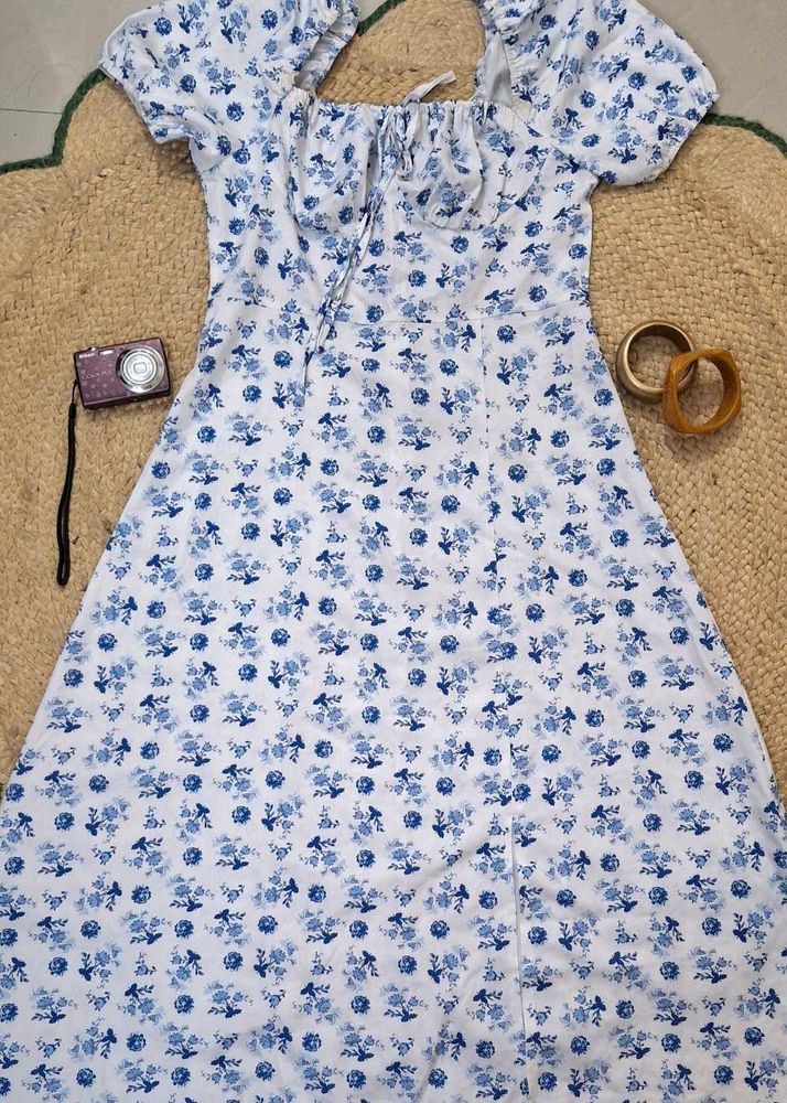 ✦ Vintage Whimsy Blue Midi Dress ✦