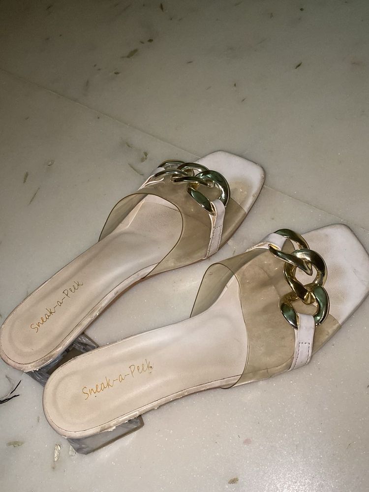 Stylish Chain Detail Slide Sandals