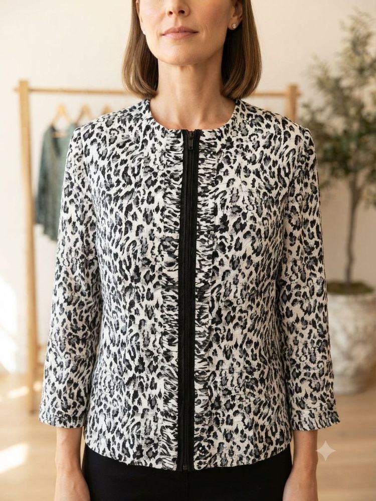 Leopard Print Zip-Up Jacket
