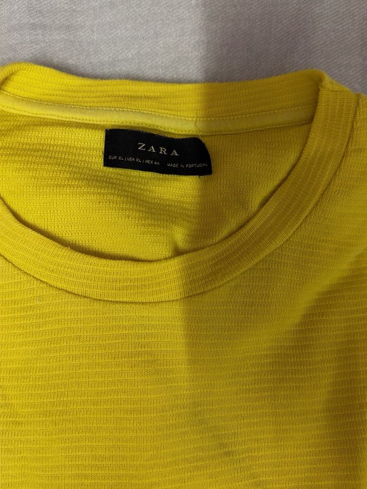 Bright Yellow Zara Textured T-Shirt