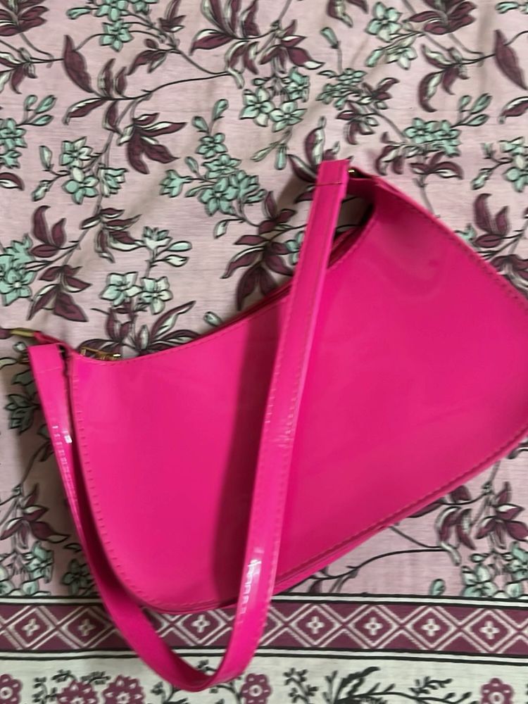 Bright Pink Patent Leather Shoulder Bag