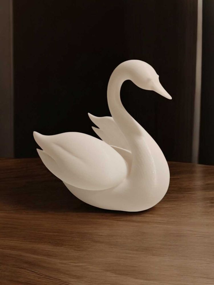 Elegant Swan Decor 3d printed white
