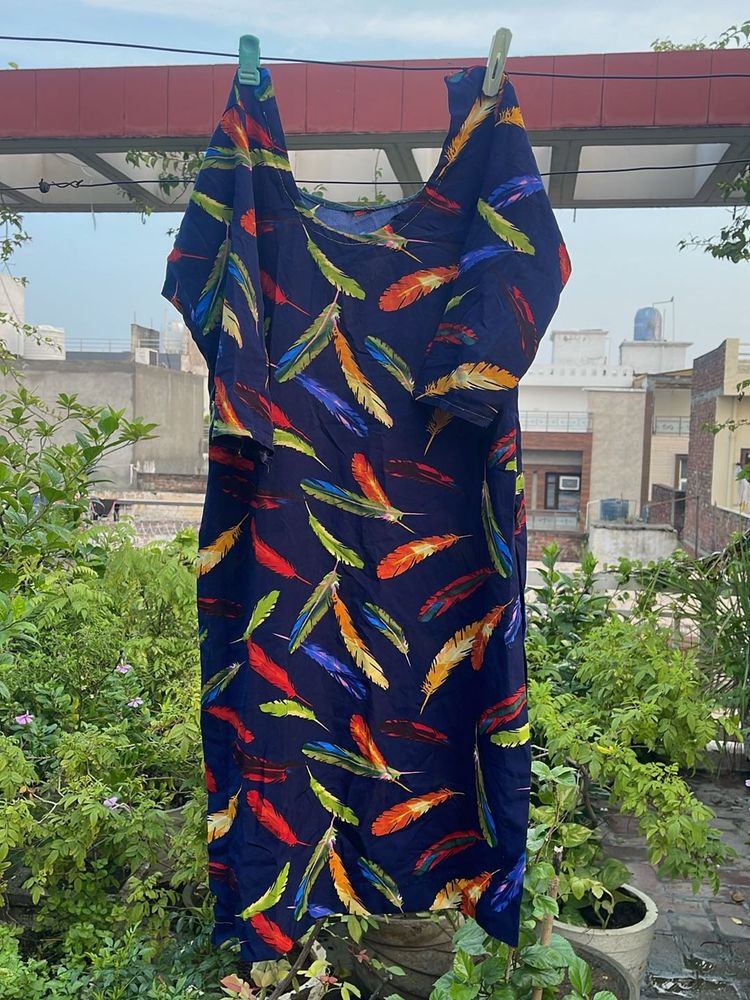 Vibrant Feather Print Kurta