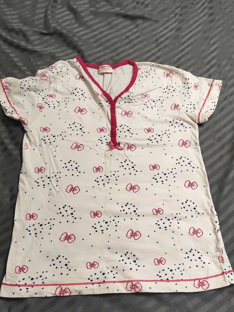 Cute Bow Print Night wear tops - Combo of Two