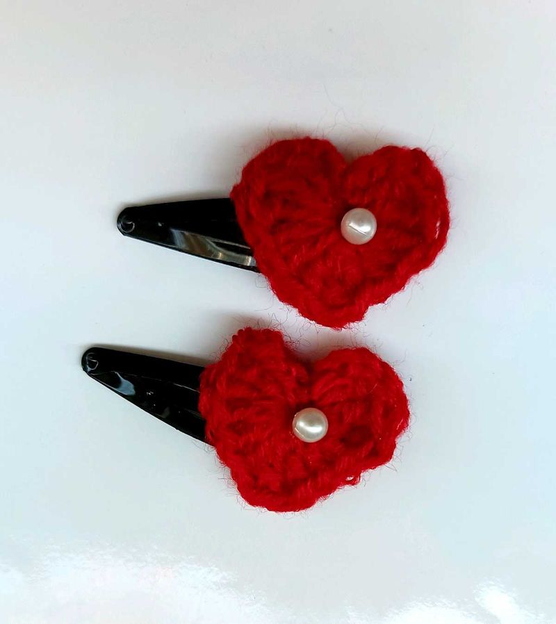 Cute Red Heart Hair Clips
