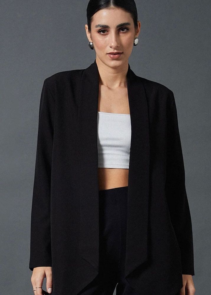 Chic Black Open-Front Jacket
