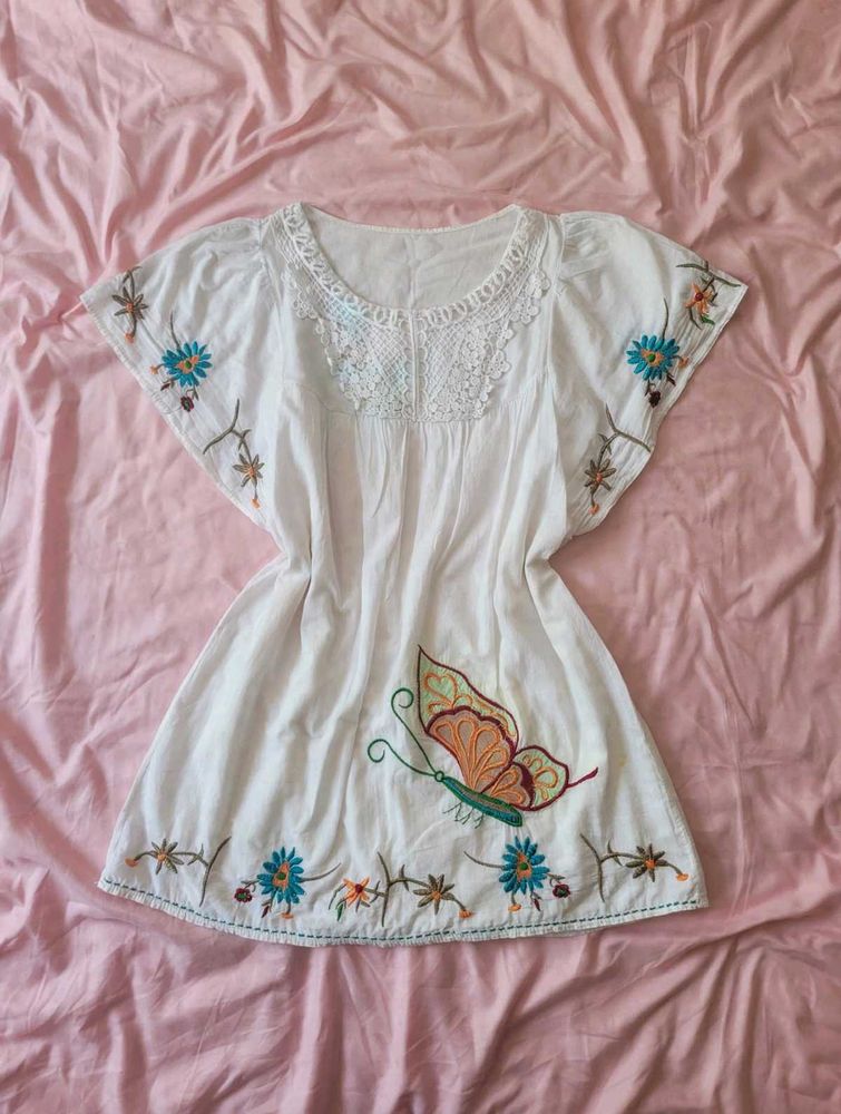 Embroidered Butterfly Blouse