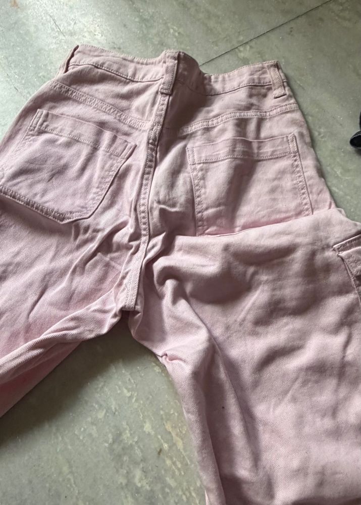 Pink Cargo Style Pants