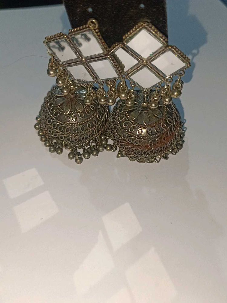 Mirror Jhumka Earrings