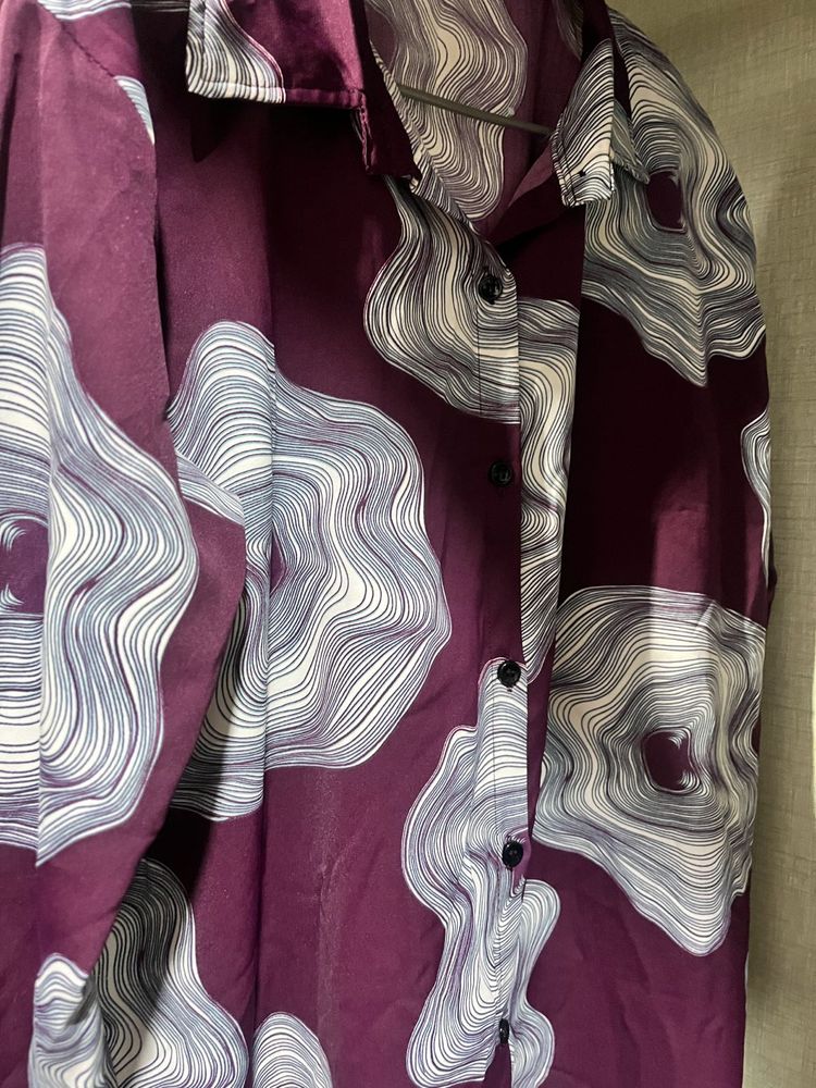 Stylish cord set Print Button-Down Shirt