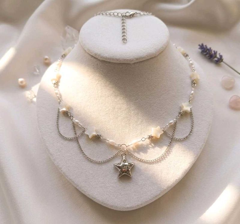 Y2k Star &amp; Pearl Dainty Necklace