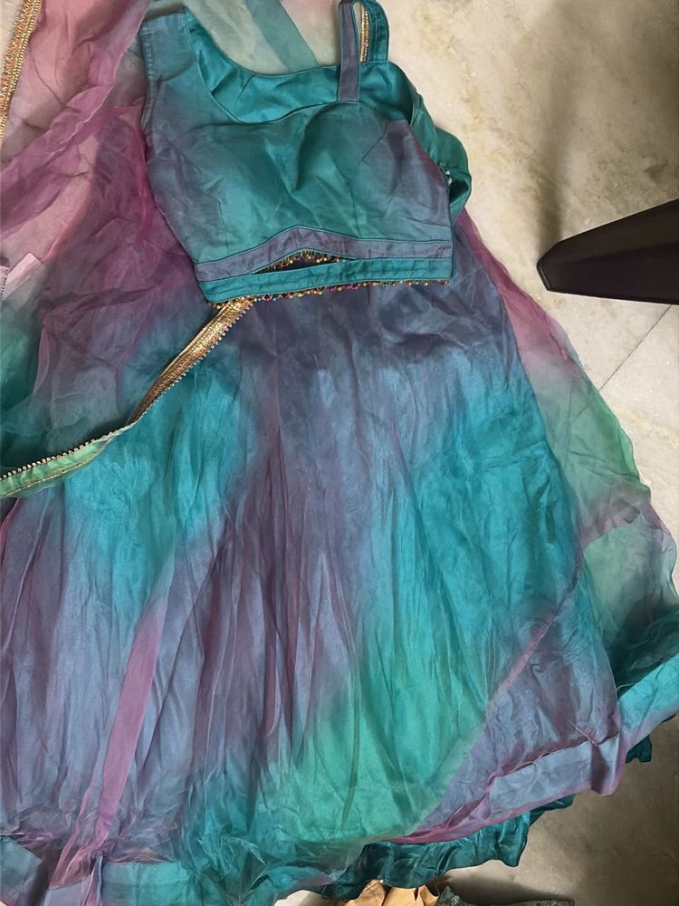 Stunning Teal &amp; Purple Ombre Lehenga Choli