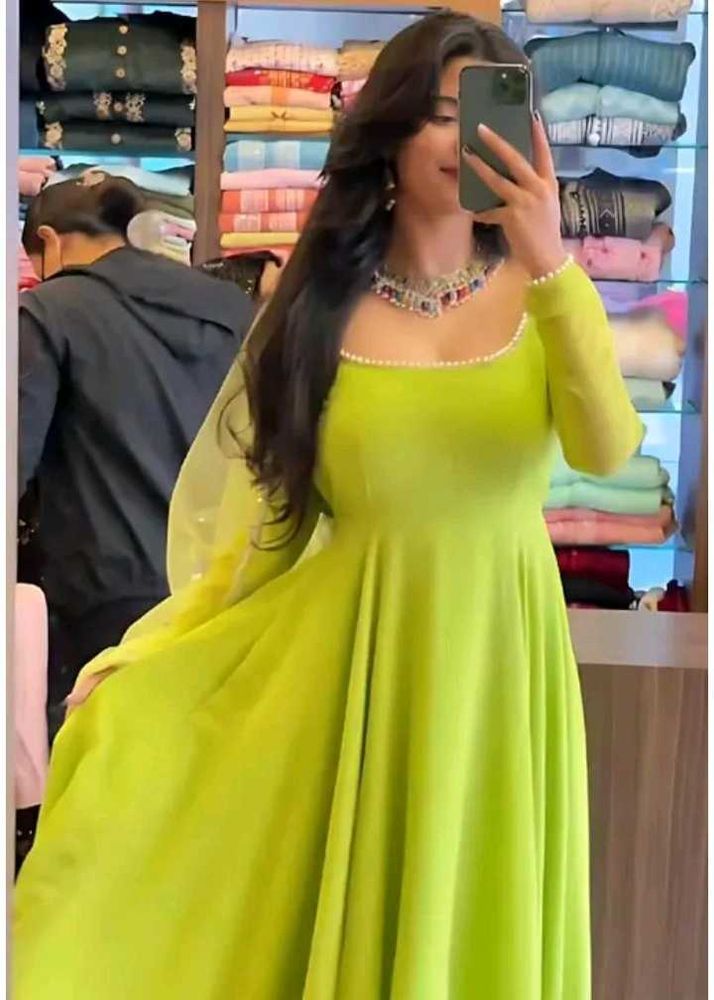 Vibrant Green Anarkali Suit with Dupatta