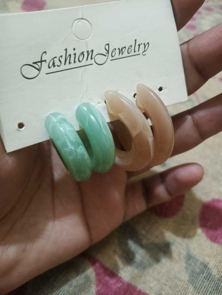 Duo Pack: Pastel Paradise Resin Hoop Earrings (Set