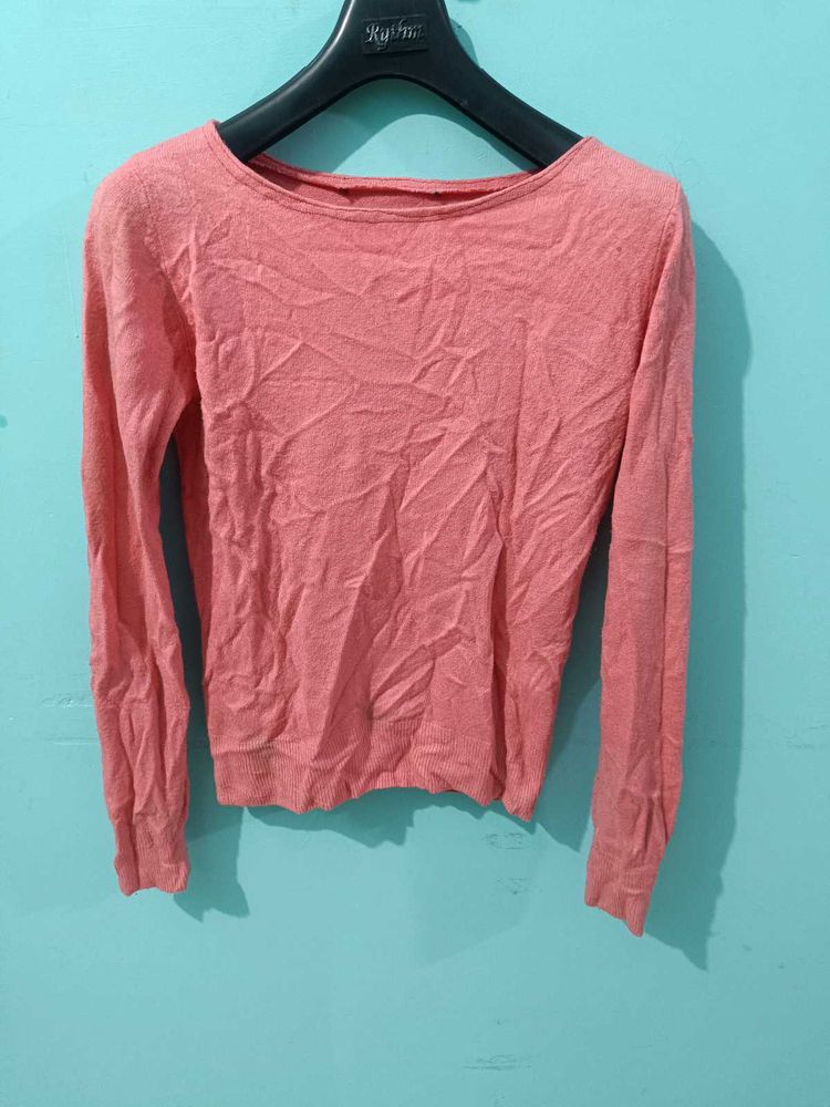 Peach Long Sleeve Knit Top