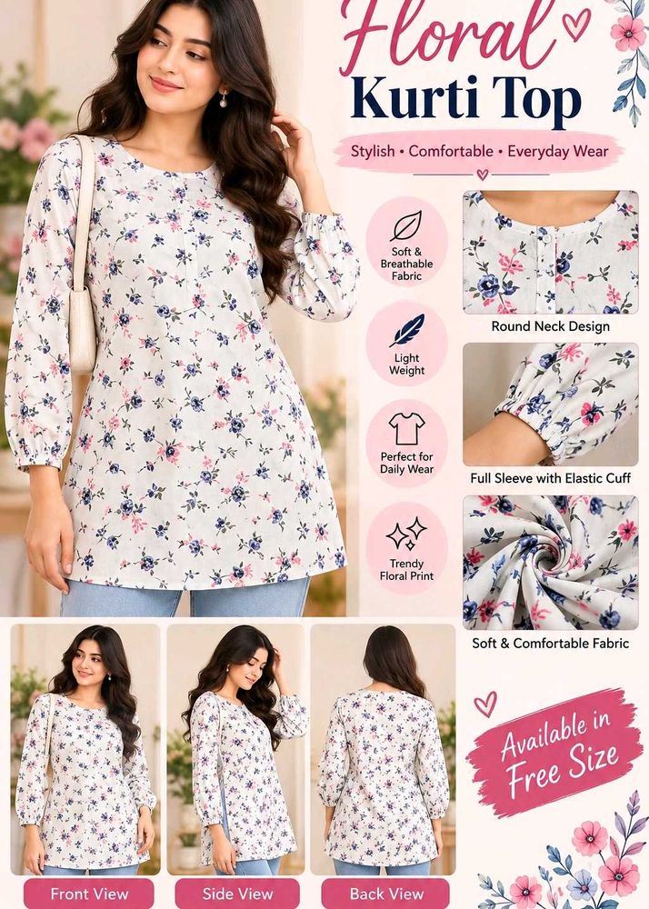 Floral Print Kurti Top