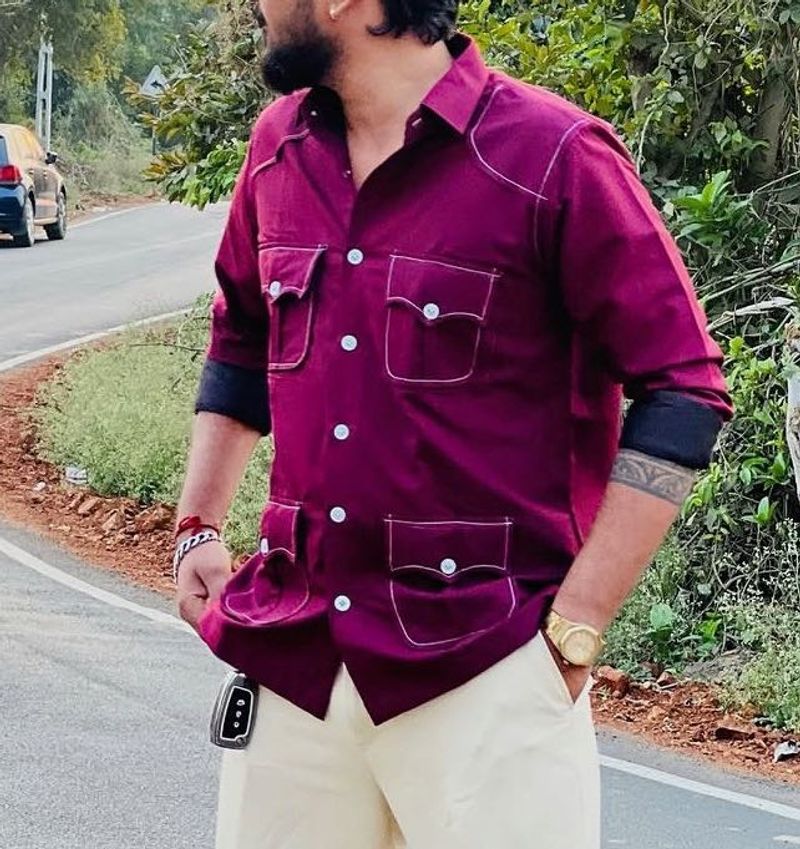Men's Burgundy hunting Shirt