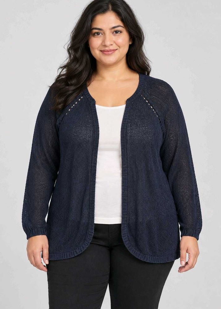 Chic Navy Blue Knit Cardigan