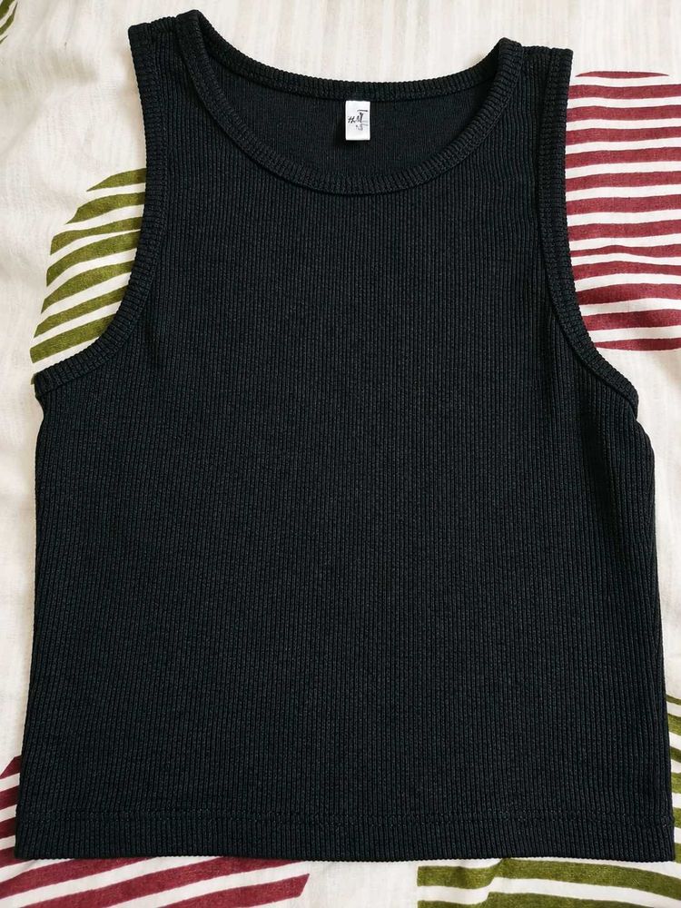 black sleeveless top