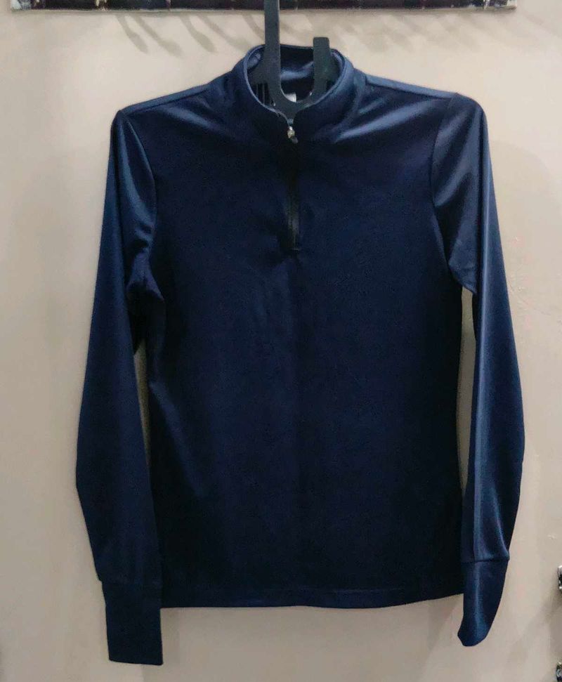 Navy Blue Turtleneck Long Sleeve Top(Gymwear)