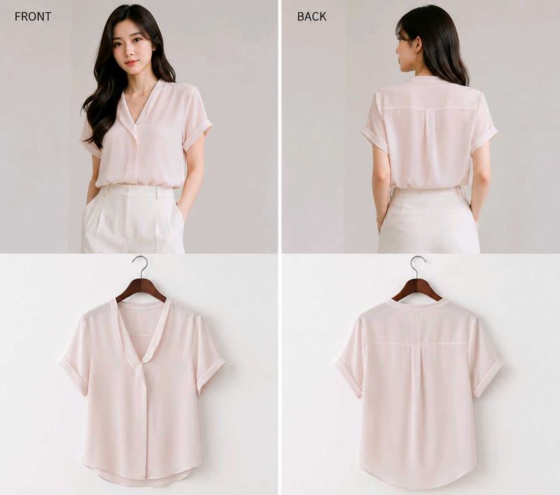 Elegant Women's Short Sleeve V-Neck Blouse