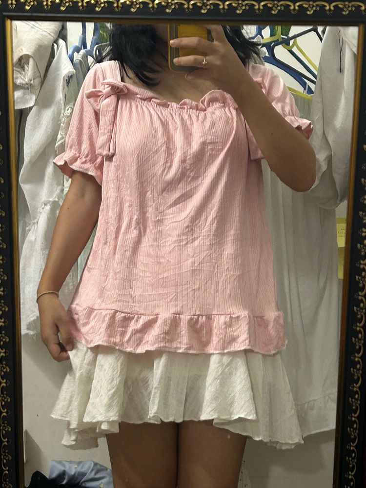 Cute Pink Ruffled Top