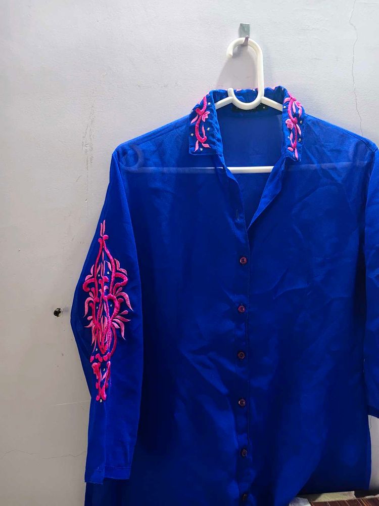 Vibrant Blue Embroidered shirt