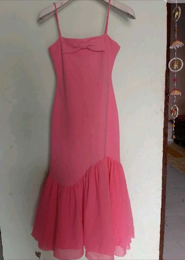 Chic Pink Bow Detail Maxi Dress