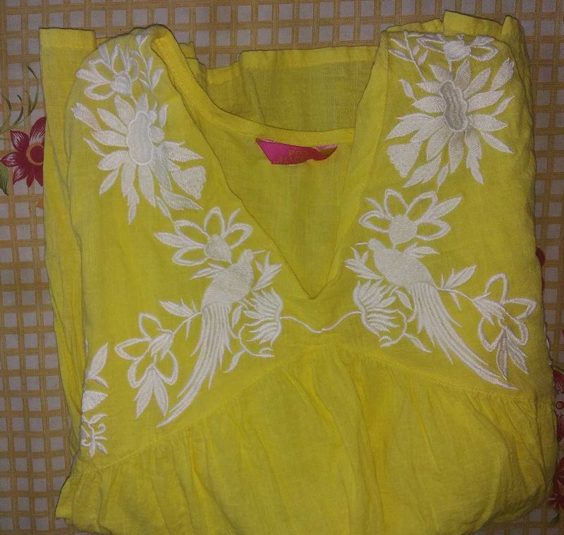 Vibrant Yellow Embroidered top
