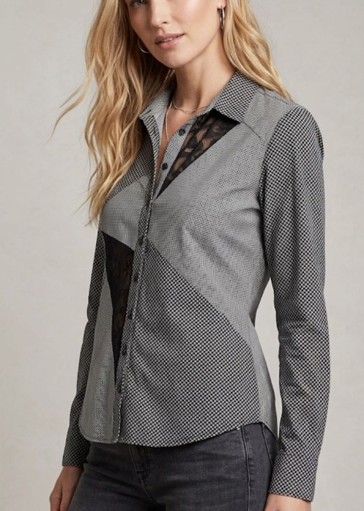 Chic Lace Details Button-Up Shirt